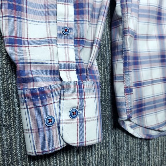 Twillory Mens XL Blue Plaid Untuckable Button Up Long Sleeve Shirt Tailored - Picture 7 of 16